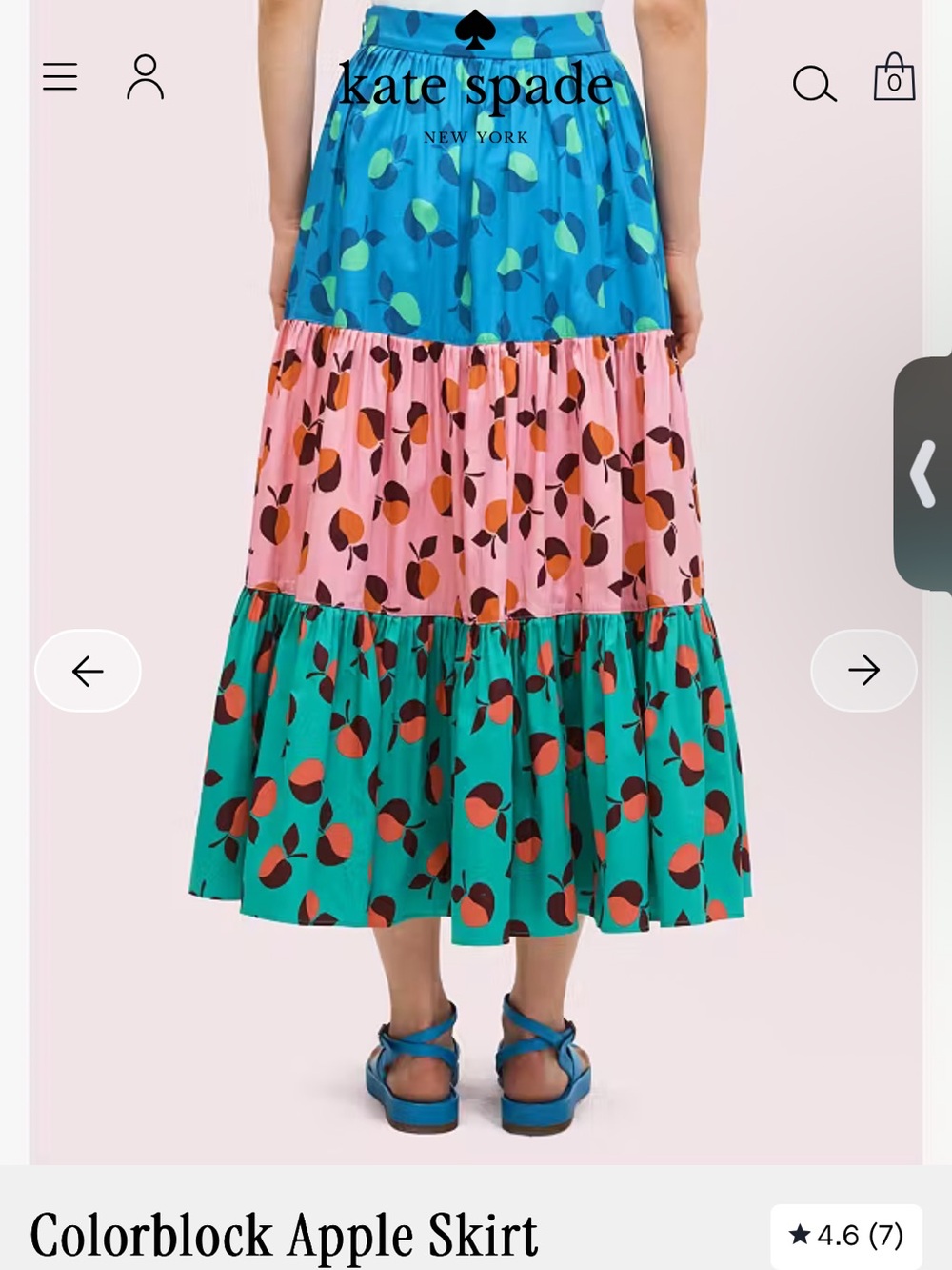 kate spade Blue, Pink, Teal Colorblock Apple Tiered Maxi Skirt NWOT 14 - Picture 2 of 5